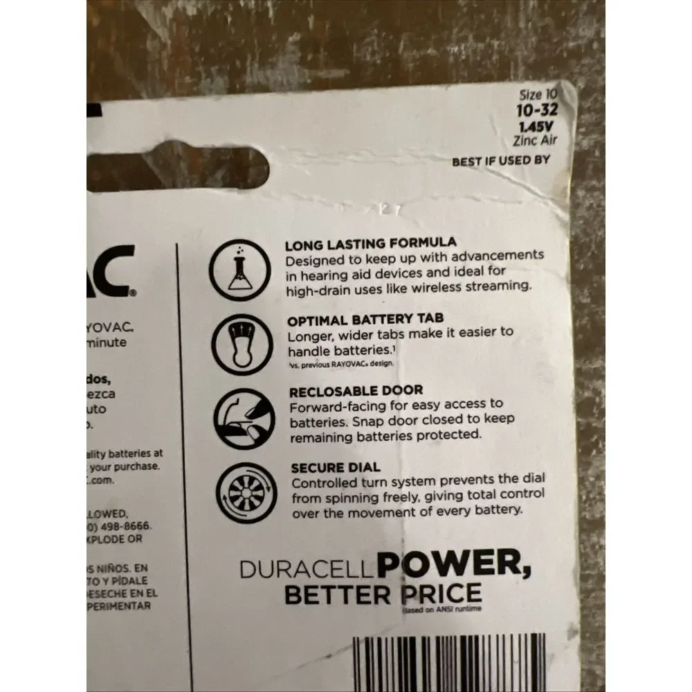 NEW SEALED RAYOVAC Hearing Aid Batteries Size 10 32 pack‎ - Expires July 2027